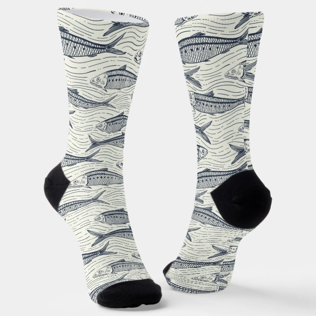 Sardines in Motion in navy and ivory Socken (Gewinkelt)