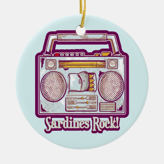 Sardines Rock Funny 80's Stereo Keramik Ornament (Vorne)