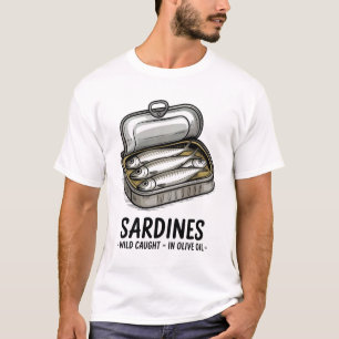 Sardines Tinned Fish Retro Grafik Sommer für Männe T-Shirt
