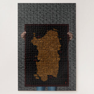 Sardinia Typografy Map - Challenging Jigsaw Puzzl