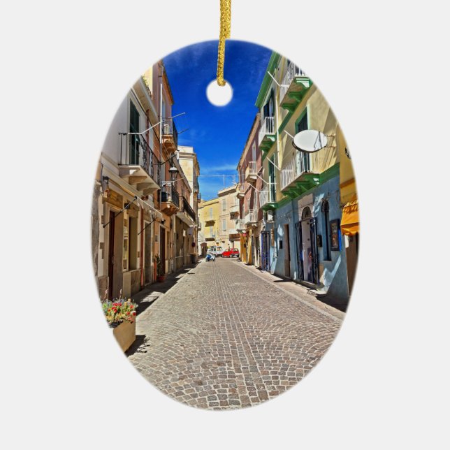 Sardinien - Hauptstraße in Carloforte Keramik Ornament (Vorne)