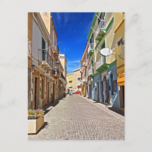 Sardinien - Hauptstraße in Carloforte Postkarte (Vorderseite)