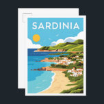Sardinien Italien Art Vintage Reise Illustration Postkarte<br><div class="desc">Sardinien Italien Art Vintage Reise-Ort Illustration</div>