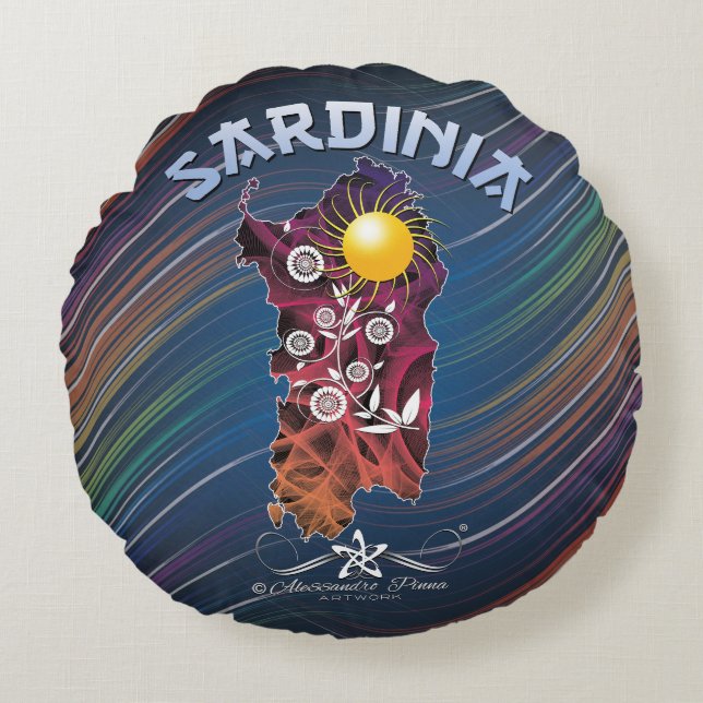Sardinien Rundes Kissen (Vorderseite)