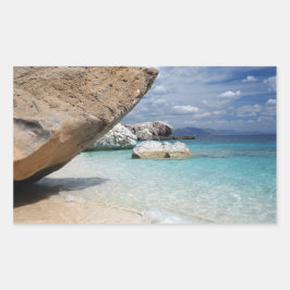 Sardinien Strand mit großen Felsen rechteckigen Au Rechteckiger Aufkleber