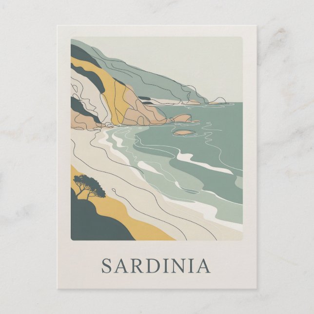 Sardinien Vintag minimalistisch Postkarte (Vorderseite)