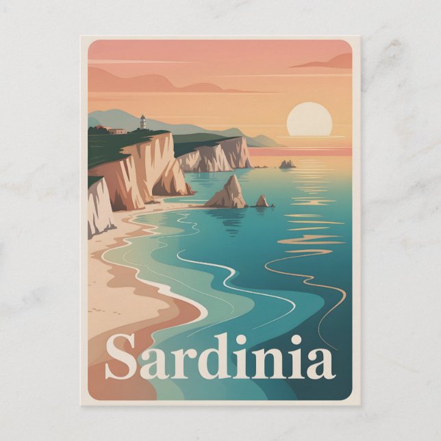 Sardinien Vintag minimalistisch Postkarte (Vorderseite)