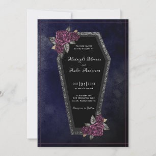 Sargrosen glänzen Navyblau Halloween-Hochzeit Einladung