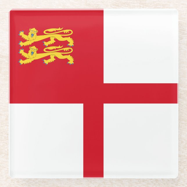 Sark-Flagge Glasuntersetzer (Vorderseite)