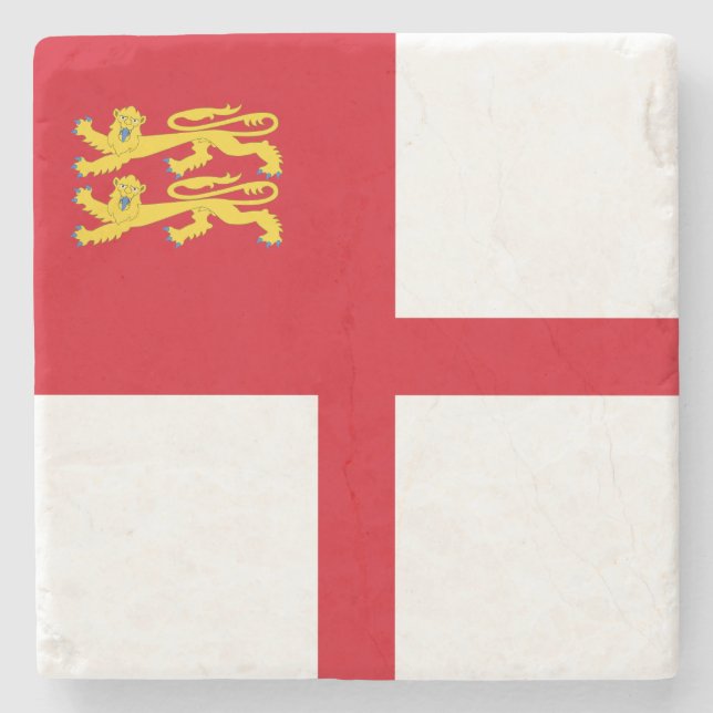 Sark-Flagge Steinuntersetzer (Vorderseite)