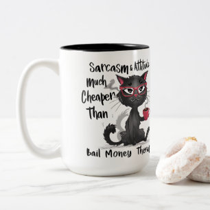 Sarkasmus & Einstellung Lustiges Katzenliebhaber-G Zweifarbige Tasse