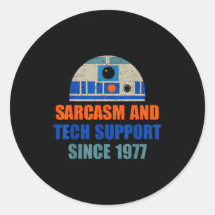 Sarkasmus und Tech-Support seit 1977 Lustiges Desi Runder Aufkleber