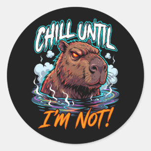 Sarkastische Capybara chillt, bis ich nicht mehr l Runder Aufkleber