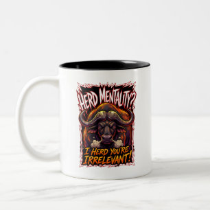 Sarkastische Kapbüffel-Herdenmentalität Lustig Zweifarbige Tasse
