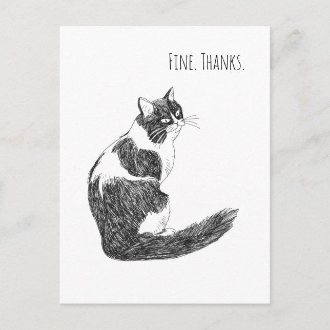 Sarkastische Katz-Laune – In Ordnung. Danke. Kunst Postkarte (Vorderseite)