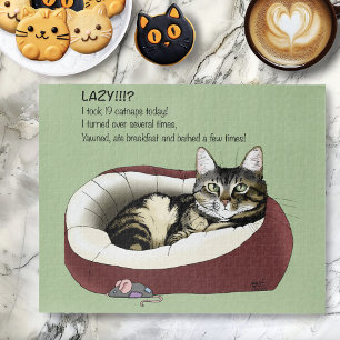 Sarkastischer Fauler Tabby-Katzen Humor Salbeigrün