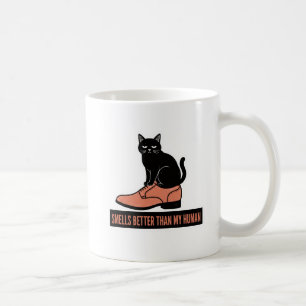 Sarkastisches Linolschnitt-Katzen-in-Schuh-Meme Kaffeetasse