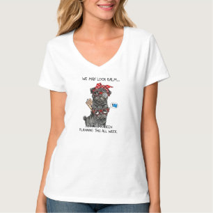 Sarkastisches Mops-Hund-T-Shirt mit Stirnband-Moti T-Shirt