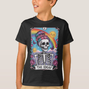 Sarkastisches Skelett, die Idgaf lustige Tarotkart T-Shirt