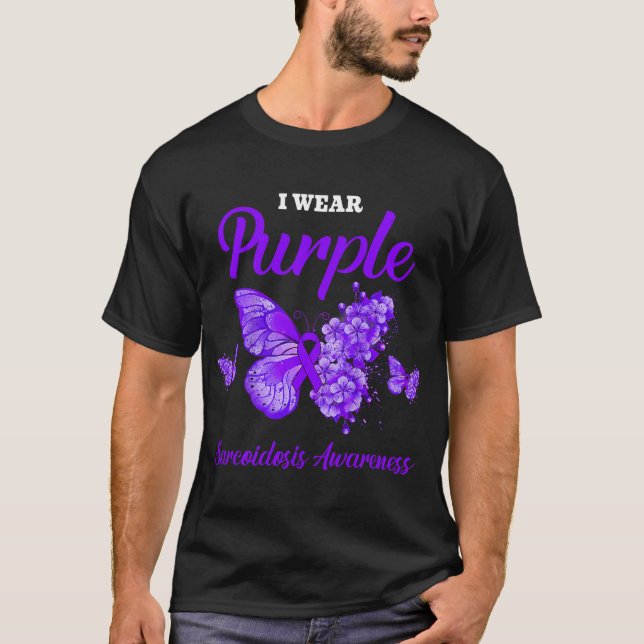 Sarkoidose Bewusstsein ich trage Lila Schmetterlin T-Shirt (Vorderseite)