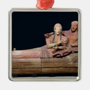 Sarkophag eines verheirateten Paares, 525-500 BC Silbernes Ornament