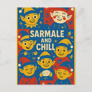 Sarmale und Chill-Elfen-Weihnachtskarte  Feiertagspostkarte
