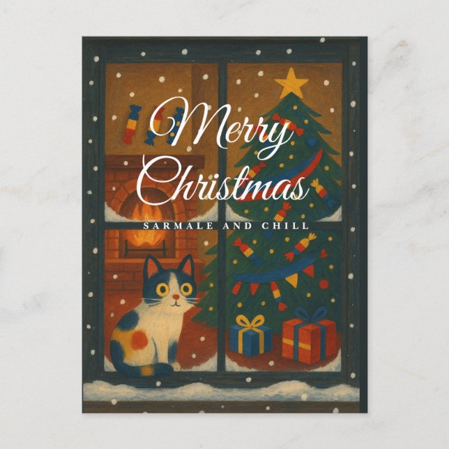 Sarmale und Chill Weihnachtskarte Feiertagspostkarte (Vorderseite)