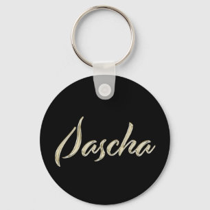 Sascha Name whitegold Button Porte-clés