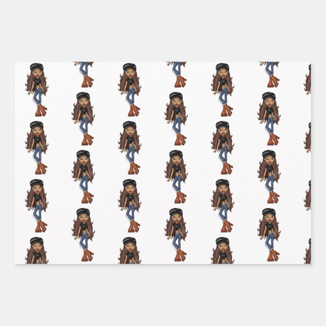 Sasha Bratz x Dolls Kill Outfit Wrapping Paper Geschenkpapier Set (Vorderseite)