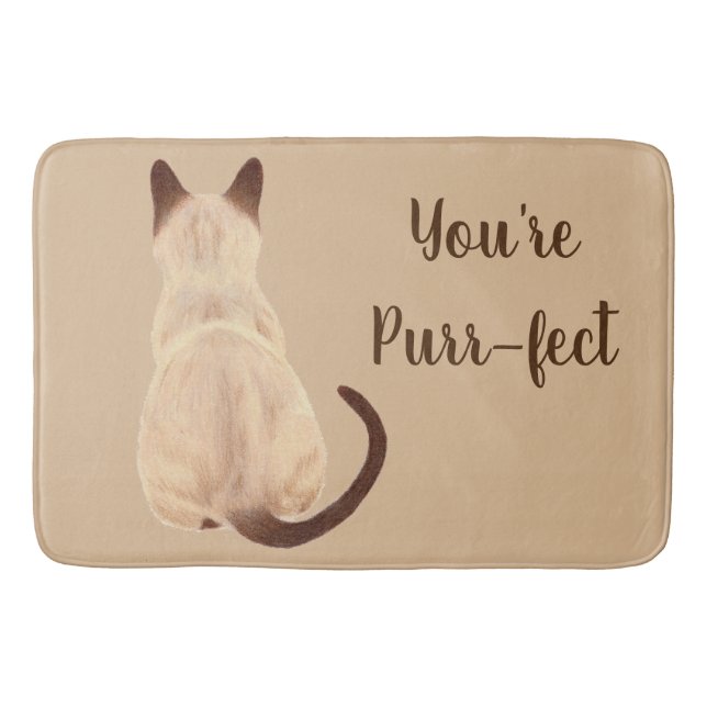 Sasha Siamese Cat Lover Back View You are Purfect Badematte (Vorderseite)