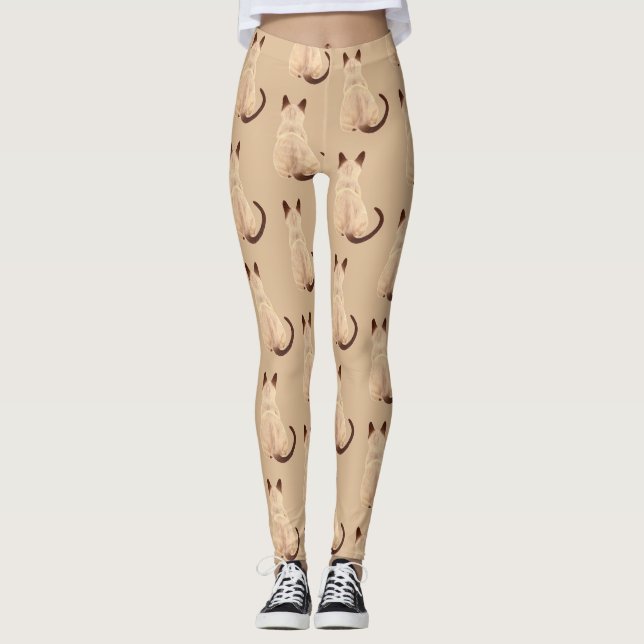 Sasha Siamese Cat Lover Kitty Looking Away Zeichne Leggings (Vorderseite)