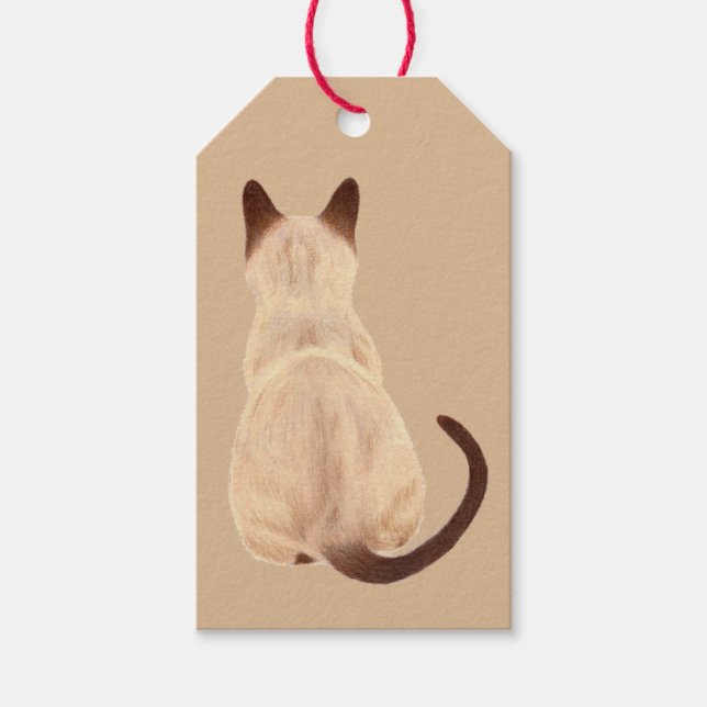 Sasha Siamese Cat Person Kitty Looking Away Art Geschenkanhänger (Vorderseite)
