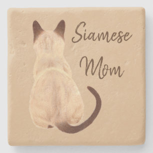Sasha Siamese Katze Person Kitty Ausblick Kunst Steinuntersetzer