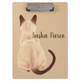 Sasha Siamese Katze Sitzen Rückansicht Kätzchen Cu Klemmbrett