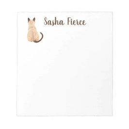 Sasha Siamese Katze Sitzen Rückansicht Kätzchen Cu Notizblock