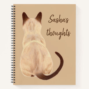 Sasha Siamese Katze Sitzen Rückansicht Kätzchen Cu Notizbuch