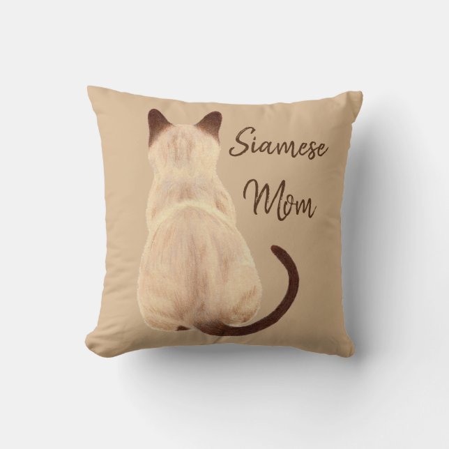 Sasha siamesische Katzen-MamaKitty, der weg Kissen (Vorderseite)