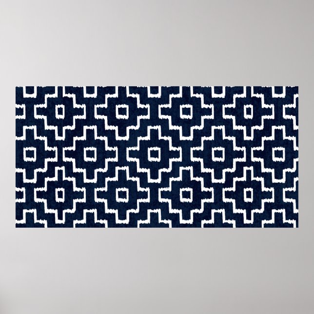 Sashiko nahtlos indigo Farbmuster mit Tradition Poster (Vorne)