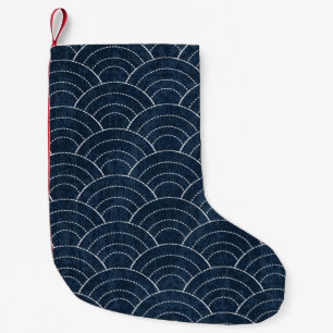 Sashiko seamless indigo dye pattern with tradition kleiner weihnachtsstrumpf