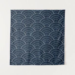 Sashiko seamless indigo dye pattern with tradition wandteppich