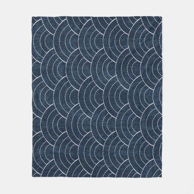 Sashiko Stickerei: Indisches japanisches Muster. Fleecedecke (Vorderseite)