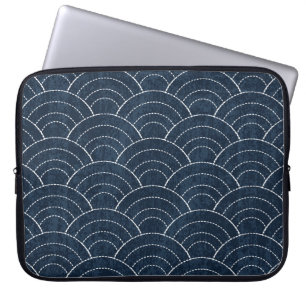 Sashiko Stickerei: Indisches japanisches Muster. Laptopschutzhülle