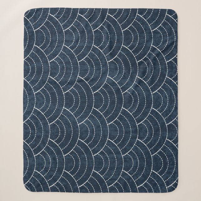 Sashiko Stickerei: Indisches japanisches Muster. Sherpadecke (Vorderseite)