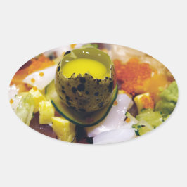 Sashimi Lmon Thunfisch Meeresfrüchte Kaviar Japani Ovaler Aufkleber