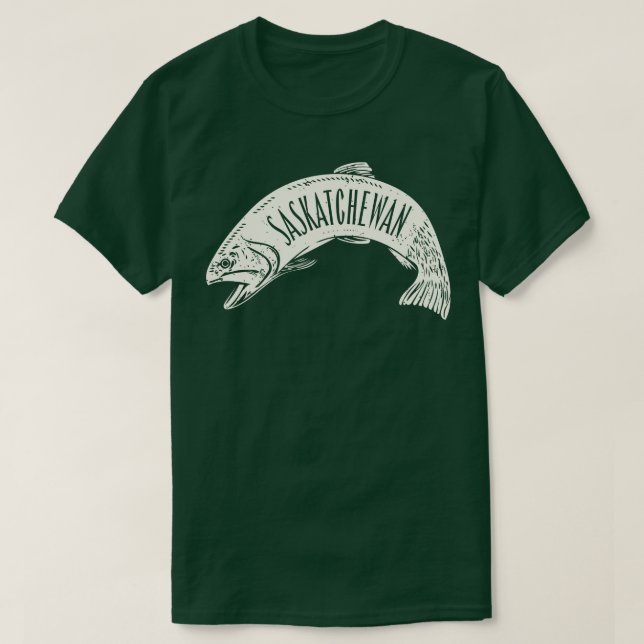 Saskatchewan Fish Wordmark Tan T-Shirt (Design vorne)