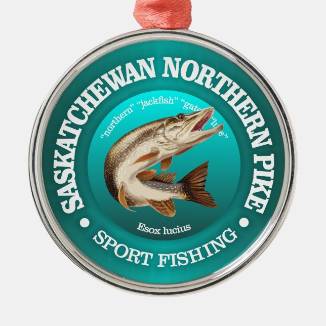 Saskatchewan Pike Fishing Ornament Aus Metall (Vorne)
