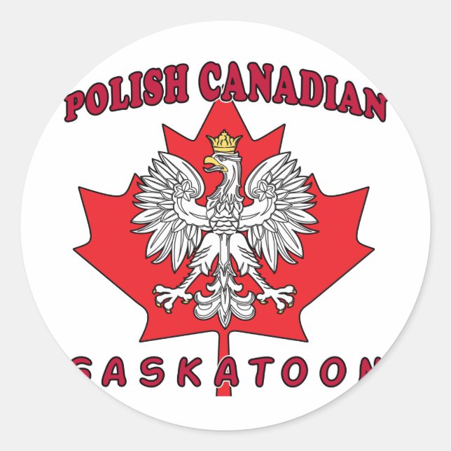 Saskatoon Polnisches kanadisches Leaf Runder Aufkleber (Vorderseite)