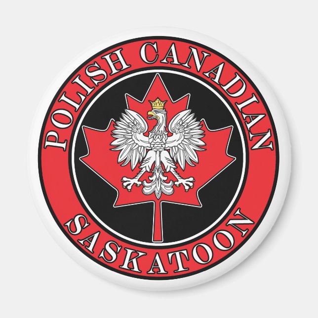 Saskatoon Runde Polnisch-Kanadisches Leaf Magnet (Vorne)