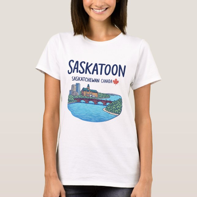 Saskatoon Saskatchewan Kanada Hübsche Skyline  T-Shirt (Vorderseite)