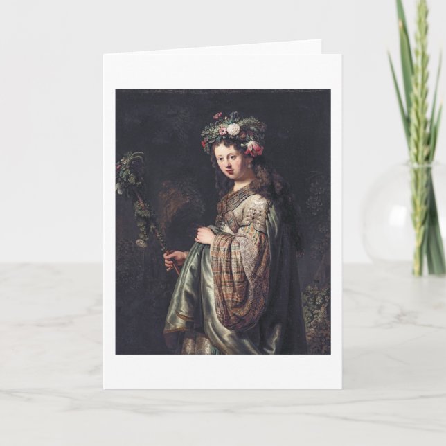 Saskia van Uylenburgh as Flora, Rembrandt, 1634 Karte (Vorderseite)